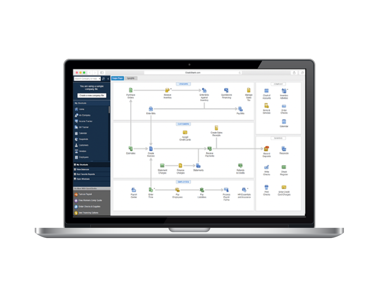 Accounting software shown on a laptop